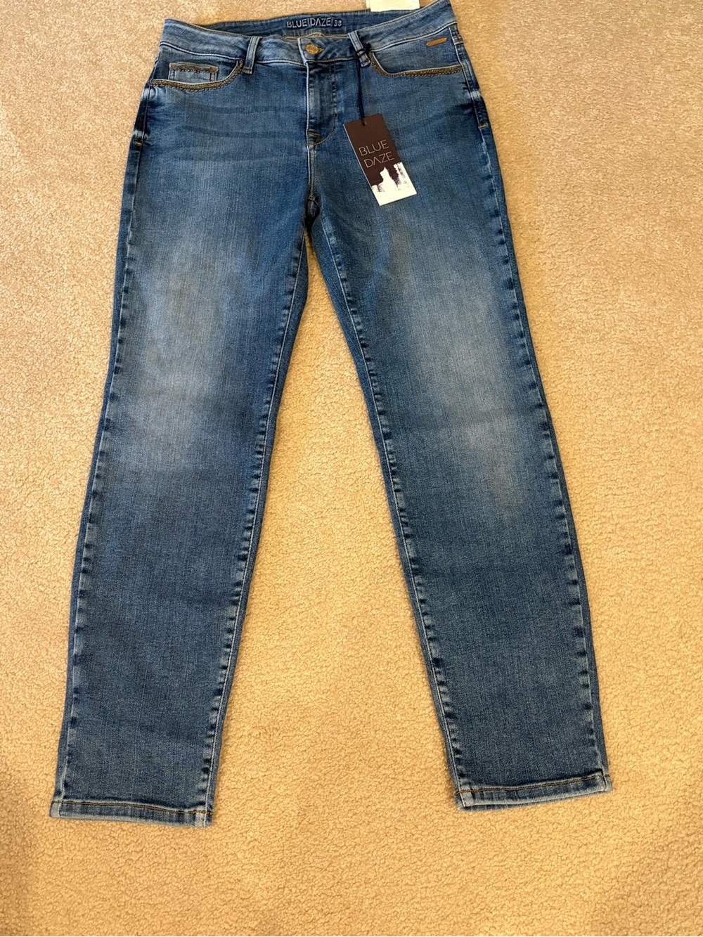 Blue Daze Medium Blue Straight-Leg Jeans NWT